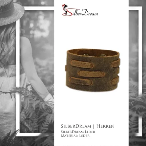 SilberDream Lederarmband braun Herren Leder Armband LA1821