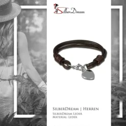 SilberDream Lederarmband Edelstahl Herz braun Leder Armband LAP005B