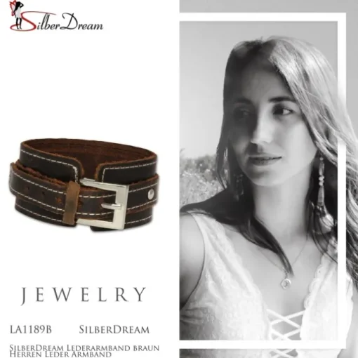 SilberDream Lederarmband braun Herren Leder Armband LA1189B