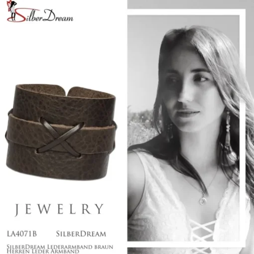 SilberDream Lederarmband braun Herren Leder Armband LA4071B
