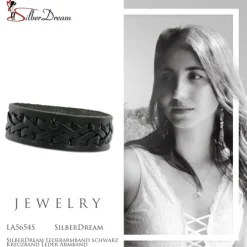 SilberDream Lederarmband schwarz Kreuzband Leder Armband LA5654S