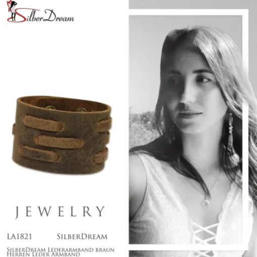 SilberDream Lederarmband braun Herren Leder Armband LA1821