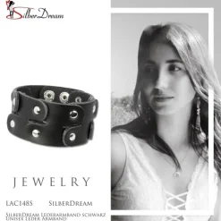 SilberDream Lederarmband schwarz Unisex Leder Armband LAC148S