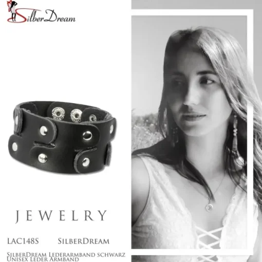SilberDream Lederarmband schwarz Unisex Leder Armband LAC148S