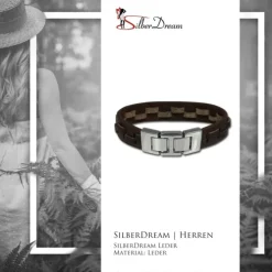 SilberDream Lederarmband braun Leder Edelstahl Armband LAP002B