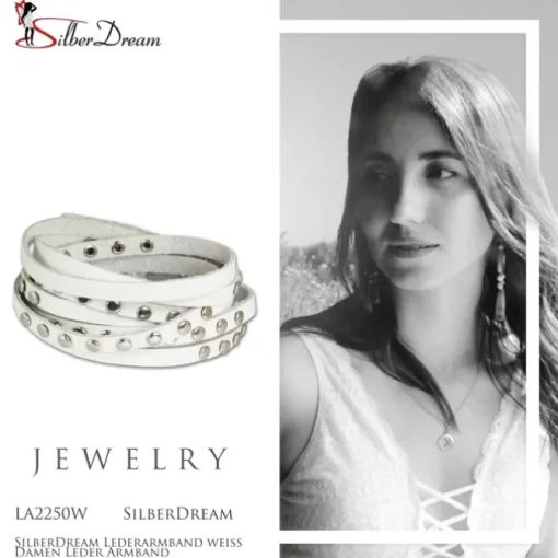 SilberDream Lederarmband weiß Damen Leder Armband LA2250W