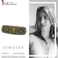 SilberDream Lederarmband grau Herren Leder Armband Totenkopf LA5351B