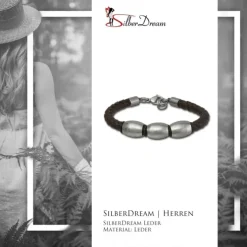 SilberDream Lederarmband Edelstahl Perle braun Leder Armband LAP007B