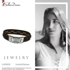 SilberDream Lederarmband braun Leder Edelstahl Armband LAP002B