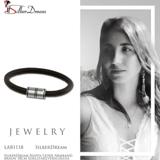 SilberDream Nappa Leder Armband braun 18cm Edelstahlverschluss LAB1118