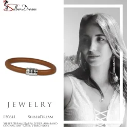 SilberDream Nappa Leder Armband cognac mit 925er Verschluss LS0641