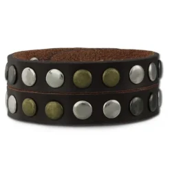 SilberDream Nieten-Lederarmband Wickeloptik braun Leder Armband LAP088B