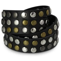 SilberDream Nieten-Lederarmband Wickeloptik schwarz Damen Leder Armband LAP087S