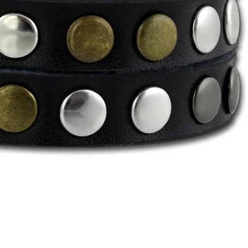 SilberDream Nieten-Lederarmband Wickeloptik schwarz Damen Leder Armband LAP088S