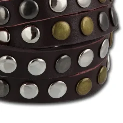 SilberDream Nieten-Lederarmband Wickeloptik rotbraun Leder Armband LAP087D