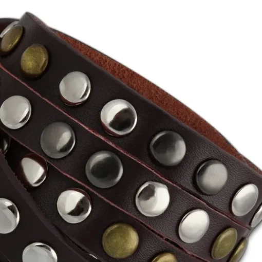 SilberDream Nieten-Lederarmband Wickeloptik rotbraun Leder Armband LAP087D