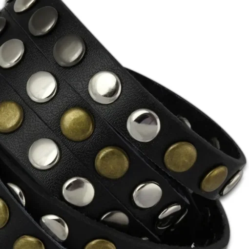 SilberDream Nieten-Lederarmband Wickeloptik schwarz Damen Leder Armband LAP087S