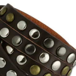 SilberDream Nieten-Lederarmband Wickeloptik dunkelbraun Leder Band LAP087N