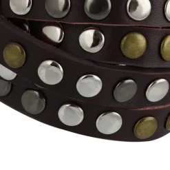 SilberDream Nieten-Lederarmband Wickeloptik rotbraun Leder Armband LAP087D