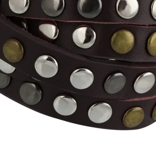 SilberDream Nieten-Lederarmband Wickeloptik rotbraun Leder Armband LAP087D