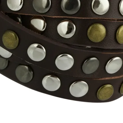 SilberDream Nieten-Lederarmband Wickeloptik dunkelbraun Leder Band LAP087N