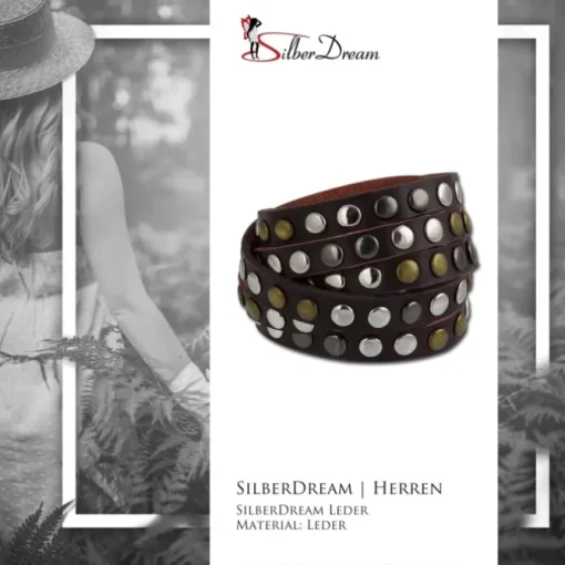 SilberDream Nieten-Lederarmband Wickeloptik rotbraun Leder Armband LAP087D