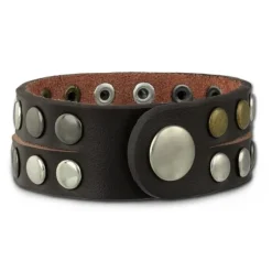 SilberDream Nieten-Lederarmband Wickeloptik dunkelbraun Damen Leder Band LAP088N
