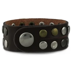 SilberDream Nieten-Lederarmband Wickeloptik braun Leder Armband LAP088B