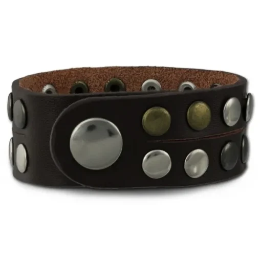 SilberDream Nieten-Lederarmband Wickeloptik braun Leder Armband LAP088B