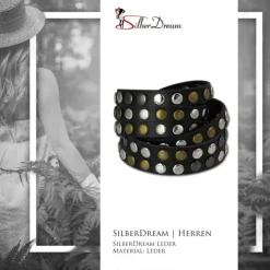 SilberDream Nieten-Lederarmband Wickeloptik schwarz Damen Leder Armband LAP087S