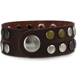 SilberDream Nieten-Lederarmband Wickeloptik rotbraun Damen Leder Armband LAP088D