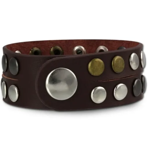 SilberDream Nieten-Lederarmband Wickeloptik rotbraun Damen Leder Armband LAP088D