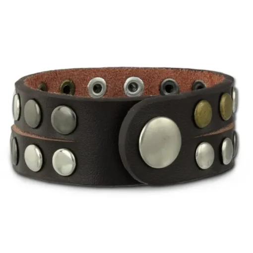 SilberDream Nieten-Lederarmband Wickeloptik dunkelbraun Damen Leder Band LAP088N
