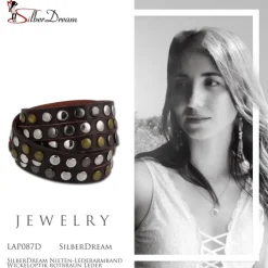 SilberDream Nieten-Lederarmband Wickeloptik rotbraun Leder Armband LAP087D
