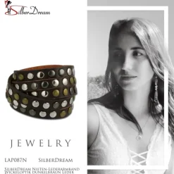 SilberDream Nieten-Lederarmband Wickeloptik dunkelbraun Leder Band LAP087N