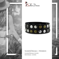 SilberDream Nieten-Lederarmband Wickeloptik schwarz Damen Leder Armband LAP088S