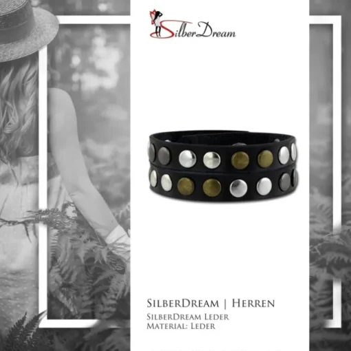 SilberDream Nieten-Lederarmband Wickeloptik schwarz Damen Leder Armband LAP088S