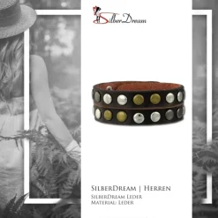SilberDream Nieten-Lederarmband Wickeloptik dunkelbraun Damen Leder Band LAP088N