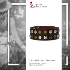 SilberDream Nieten-Lederarmband Wickeloptik rotbraun Damen Leder Armband LAP088D