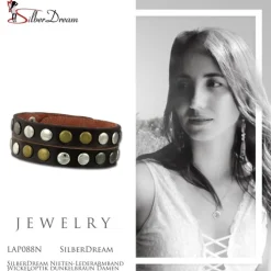 SilberDream Nieten-Lederarmband Wickeloptik dunkelbraun Damen Leder Band LAP088N