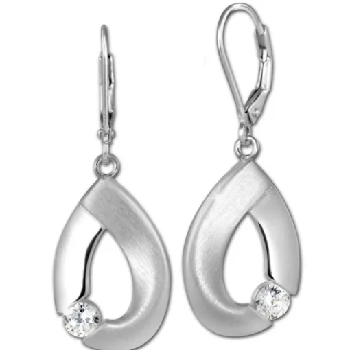 SilberDream Ohrhänger Big Zirkonia weiß 925 Silber Ohrring SDO4290W