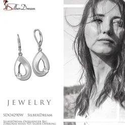 SilberDream Ohrhänger Big Zirkonia weiß 925 Silber Ohrring SDO4290W