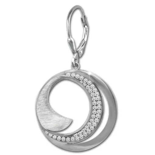SilberDream Ohrhänger Circle Zirkonia weiß 925 Sterling Silber Damen SDO4376W