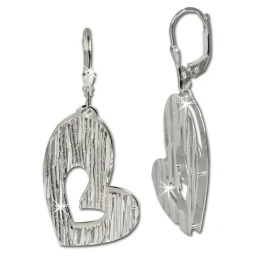SilberDream Ohrhänger Doppelherz 925 Sterling Silber Ohrring SDO324