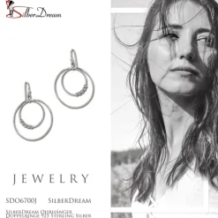 SilberDream Ohrhänger Doppelringe 925 Sterling Silber Damen Ohrringe SDO6700J