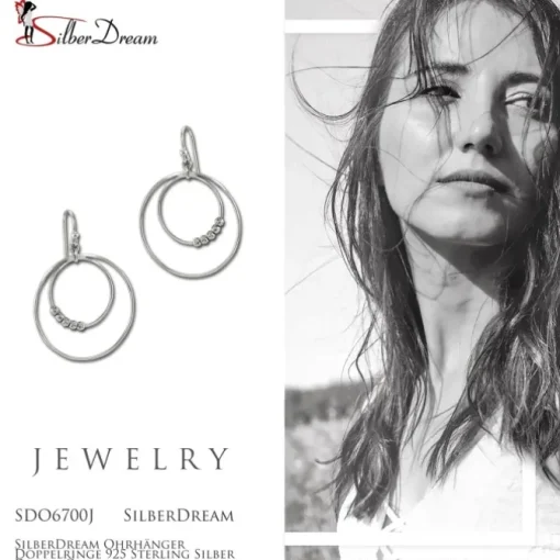 SilberDream Ohrhänger Doppelringe 925 Sterling Silber Damen Ohrringe SDO6700J