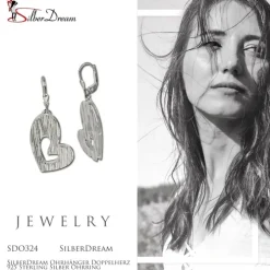SilberDream Ohrhänger Doppelherz 925 Sterling Silber Ohrring SDO324