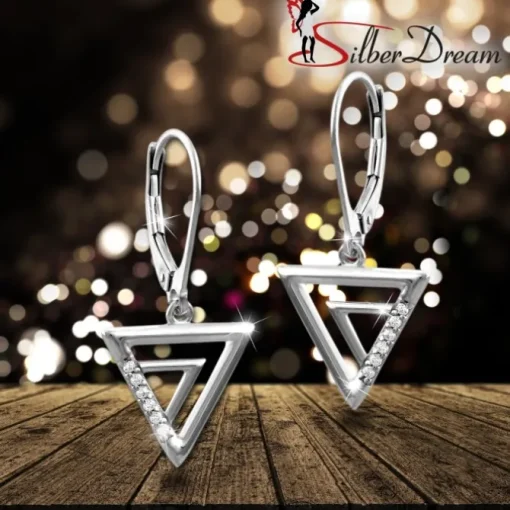 SilberDream Ohrhänger Dreiecke Zirkonia 925 Silber Damen Ohrring SDO4315W