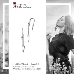 SilberDream Ohrhänger Dreieck Zirkonia weiß 925er Silber Damen Ohrring SDO8813W