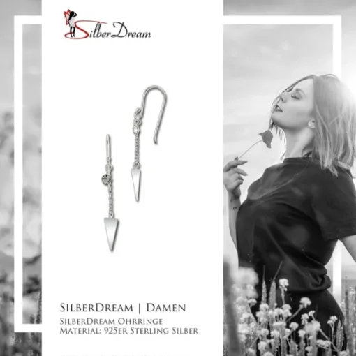 SilberDream Ohrhänger Dreieck Zirkonia weiß 925er Silber Damen Ohrring SDO8813W